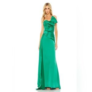 Mac Duggal 20585 size 6 Emerald elegant bow accent long evening dress